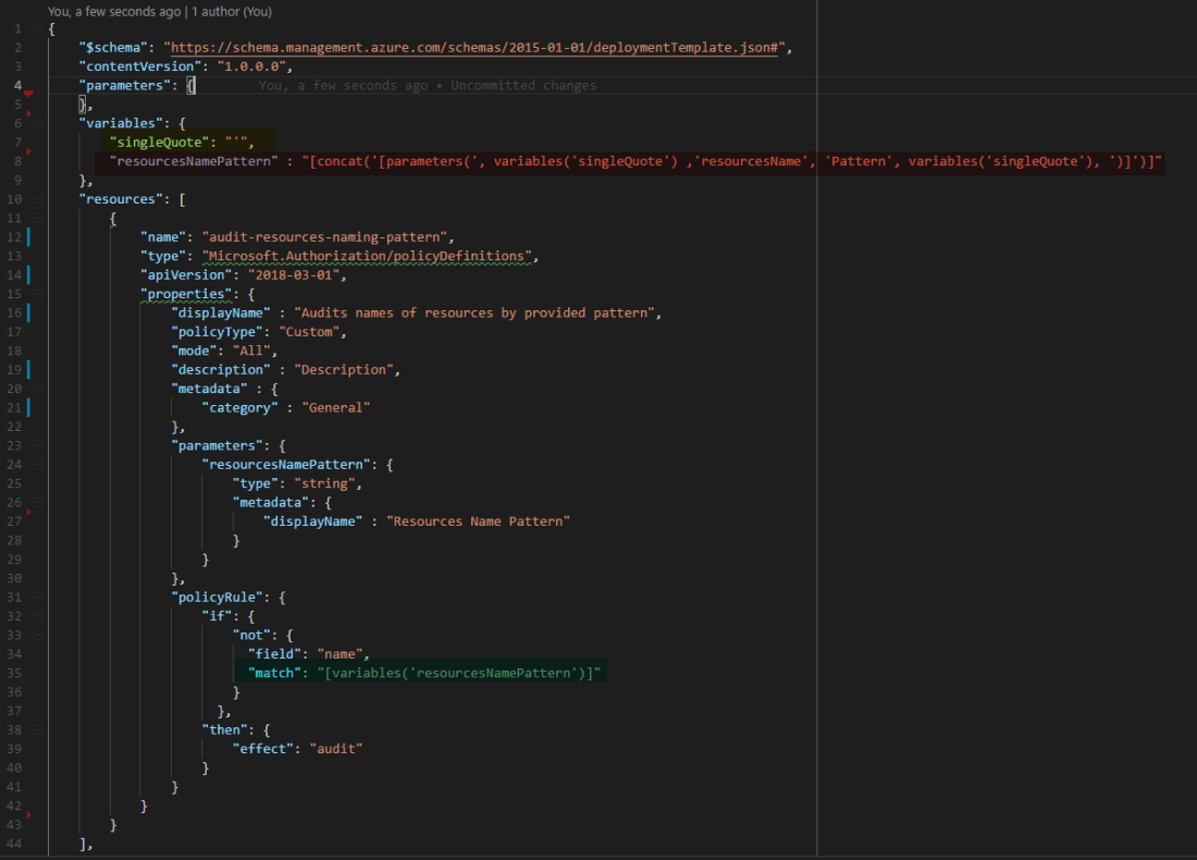 Custom Policy Definition with Paramter - easier way