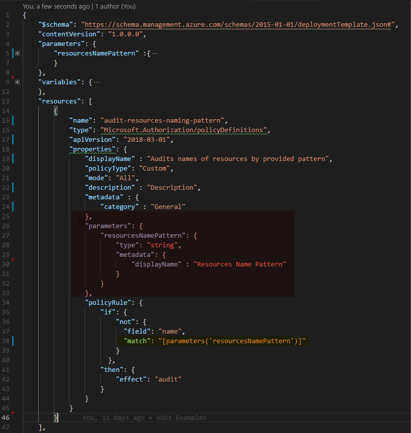 Custom Ploicy Definition with Parameter