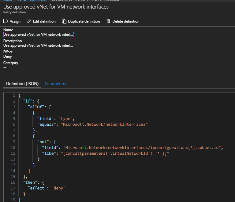 Azure Policy Definition