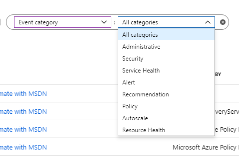 Activity Log Categories